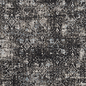 Homeroots 10' X 13' Black Damask Area Rug  Polypropylene 374529