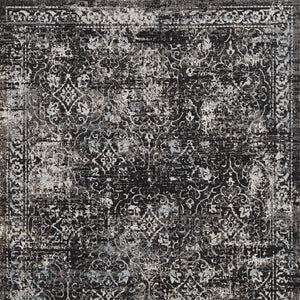 Homeroots 10' X 13' Black Damask Area Rug  Polypropylene 374529
