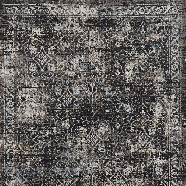 Homeroots 10' X 13' Black Damask Area Rug  Polypropylene 374529