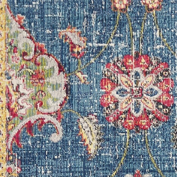 Homeroots 10' X 13' Blue Red And Yellow Floral Area Rug Blue Polypropylene 374546