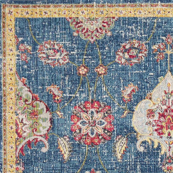 Homeroots 10' X 13' Blue Red And Yellow Floral Area Rug Blue Polypropylene 374546
