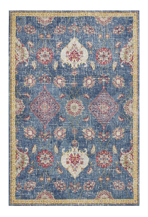 Homeroots 10' X 13' Blue Red And Yellow Floral Area Rug Blue Polypropylene 374546