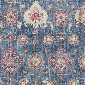 Homeroots 10' X 13' Blue Red And Yellow Floral Area Rug Blue Polypropylene 374546