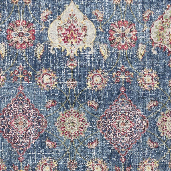 Homeroots 10' X 13' Blue Red And Yellow Floral Area Rug Blue Polypropylene 374546