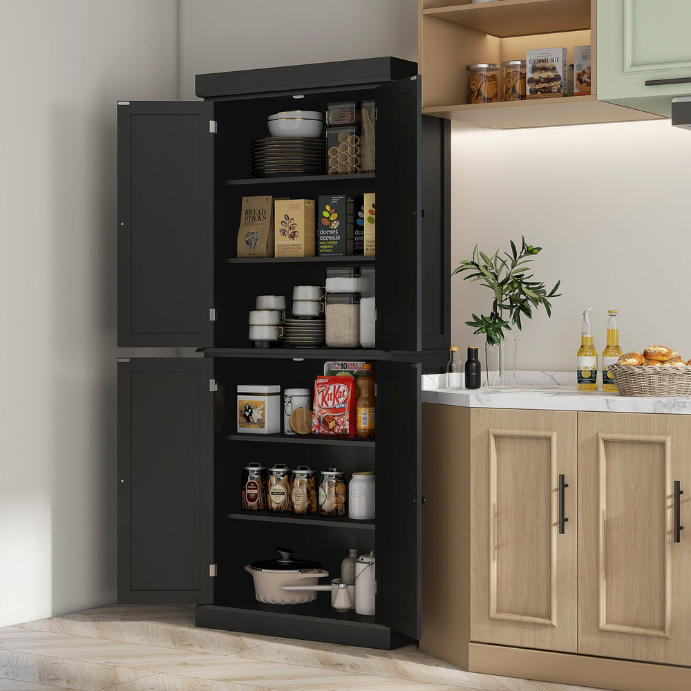 English Elm Homcom 72.5" Freestanding Kitchen Pantry Cabinet With Adjustable Shelves For Modern Home Organization W2225S00053