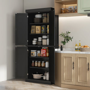 English Elm Homcom 72.5" Freestanding Kitchen Pantry Cabinet With Adjustable Shelves For Modern Home Organization W2225S00053