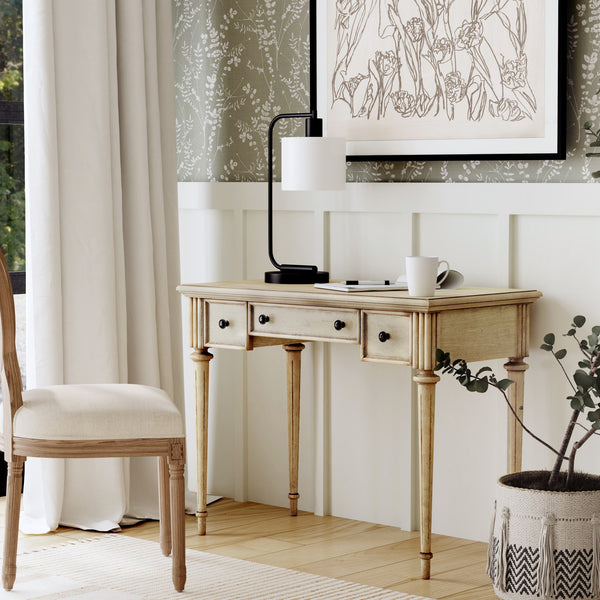 Butler Specialty Edmund Elegant Rectangular Writing Desk With 3 Drawers, Antique Cherry Finish For Home Office Use Beige Rubberwood Solids,Mdf,Cherry Veneer 3746424-butler