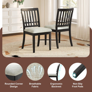 English Elm 5-piece Round Folding Dining Set with Mdf Table and Upholstered Chairs for Small Spaces Black N752S0010618B