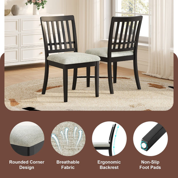 English Elm 5-piece Round Folding Dining Set with Mdf Table and Upholstered Chairs for Small Spaces Black N752S0010618B