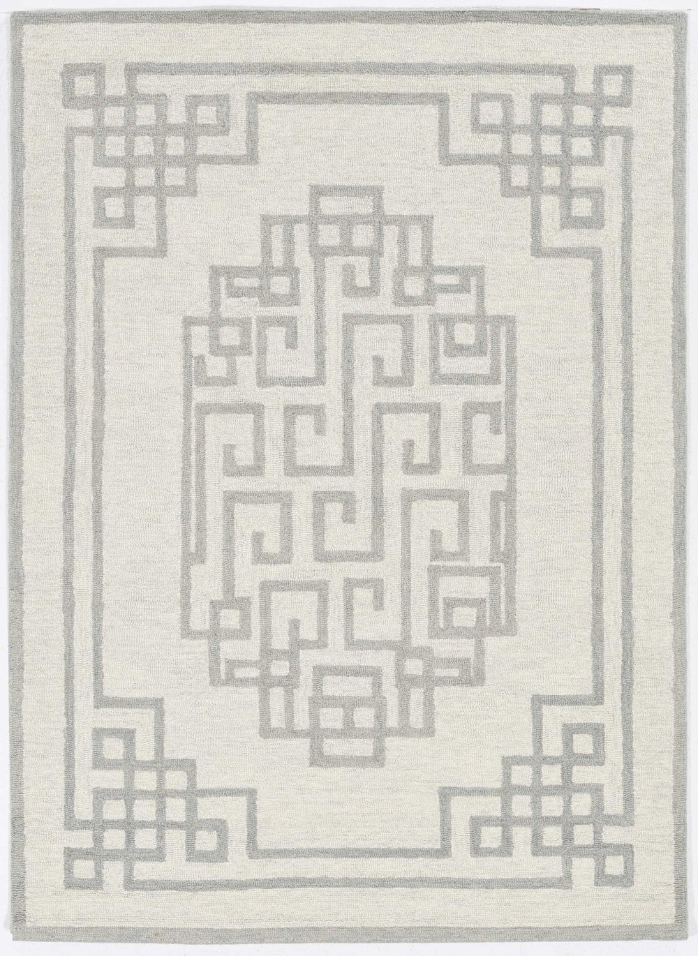 HomeRoots 3' Gray and Ivory Wool Hand-Tufted Area Rug – Artisanal Geometric Design for Modern Spaces 3' X 5' 374673