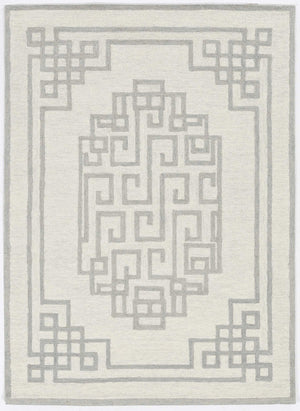 HomeRoots 3' Gray and Ivory Wool Hand-Tufted Area Rug – Artisanal Geometric Design for Modern Spaces 3' X 5' 374673