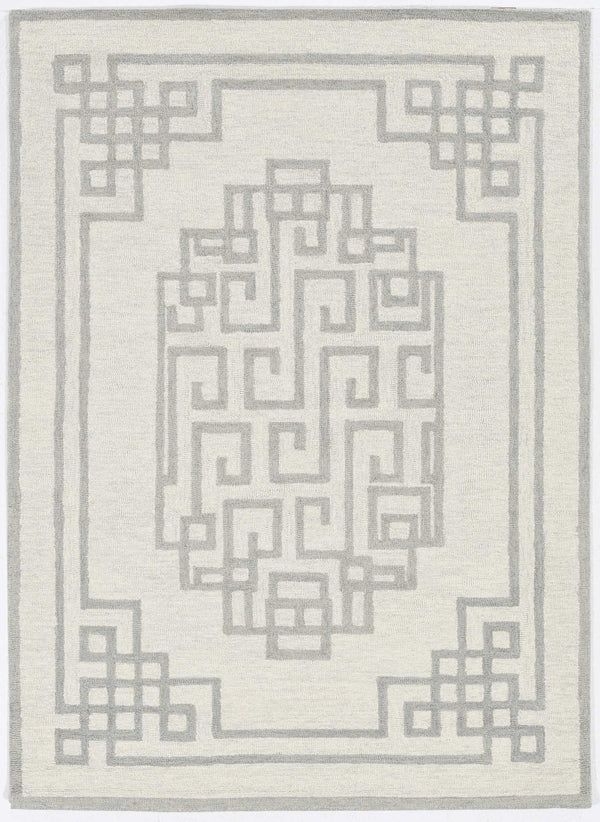 HomeRoots 3' Gray and Ivory Wool Hand-Tufted Area Rug – Artisanal Geometric Design for Modern Spaces 3' X 5' 374673