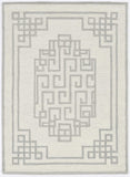 Homeroots 3' X 5' Ivory Grey Geometric Bordered Wool Area Rug  Wool 374673