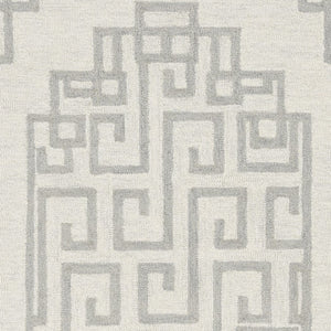 HomeRoots 3' Gray and Ivory Wool Hand-Tufted Area Rug – Artisanal Geometric Design for Modern Spaces 3' X 5' 374673