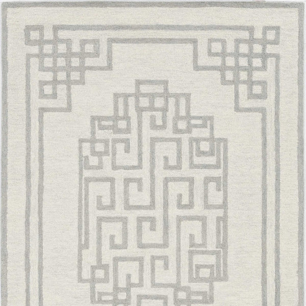 HomeRoots 3' Gray and Ivory Wool Hand-Tufted Area Rug – Artisanal Geometric Design for Modern Spaces 3' X 5' 374673