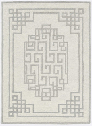 HomeRoots 3' Gray and Ivory Wool Hand-Tufted Area Rug – Artisanal Geometric Design for Modern Spaces 3' X 5' 374673