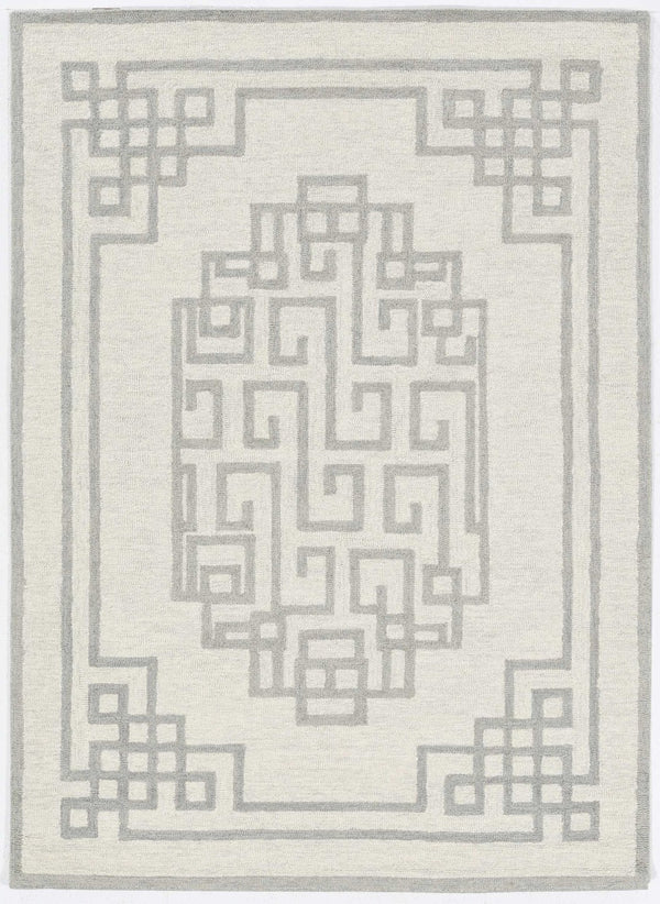 HomeRoots 3' Gray and Ivory Wool Hand-Tufted Area Rug – Artisanal Geometric Design for Modern Spaces 3' X 5' 374673