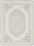 Homeroots 5' X 7' Ivory Grey Hand Tufted Bordered Greek Key Indoor Area Rug  Wool 374674