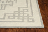 Homeroots 5' X 7' Ivory Grey Hand Tufted Bordered Greek Key Indoor Area Rug  Wool 374674