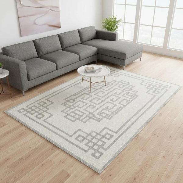 HomeRoots 3' Gray and Ivory Wool Hand-Tufted Area Rug – Artisanal Geometric Design for Modern Spaces 8' X 10' 374675