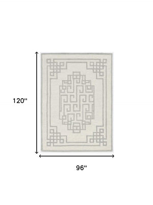 HomeRoots 3' Gray and Ivory Wool Hand-Tufted Area Rug – Artisanal Geometric Design for Modern Spaces 8' X 10' 374675