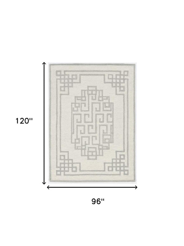 HomeRoots 3' Gray and Ivory Wool Hand-Tufted Area Rug – Artisanal Geometric Design for Modern Spaces 8' X 10' 374675