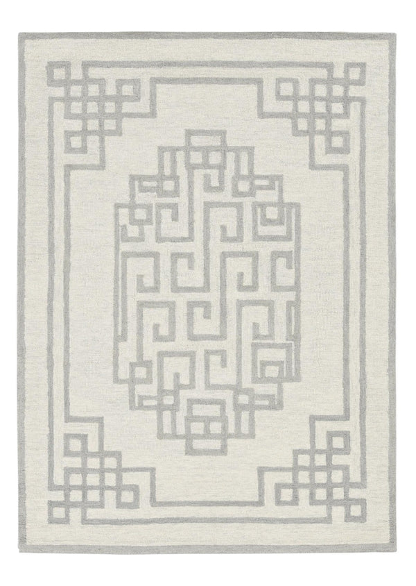 HomeRoots 3' Gray and Ivory Wool Hand-Tufted Area Rug – Artisanal Geometric Design for Modern Spaces 8' X 10' 374675