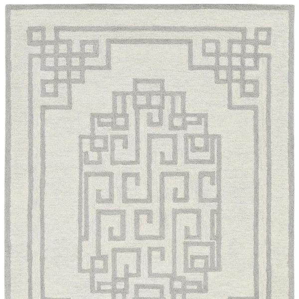 HomeRoots 3' Gray and Ivory Wool Hand-Tufted Area Rug – Artisanal Geometric Design for Modern Spaces 8' X 10' 374675