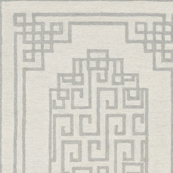 HomeRoots 9' Luxurious Ivory and Gray Wool Geometric Hand-Tufted Area Rug for Modern Living Spaces 9' X 12' 374676