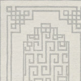 Homeroots 9' X 12' Ivory Grey Hand Tufted Bordered Greek Key Indoor Area Rug  Wool 374676