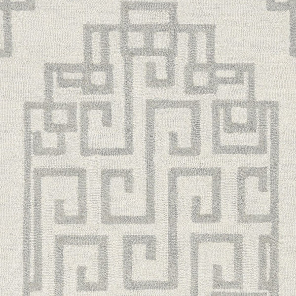 HomeRoots 9' Luxurious Ivory and Gray Wool Geometric Hand-Tufted Area Rug for Modern Living Spaces 9' X 12' 374676
