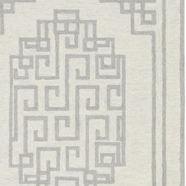 HomeRoots 9' Luxurious Ivory and Gray Wool Geometric Hand-Tufted Area Rug for Modern Living Spaces 9' X 12' 374676