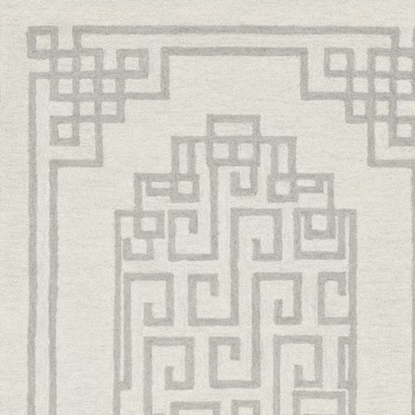HomeRoots 9' Luxurious Ivory and Gray Wool Geometric Hand-Tufted Area Rug for Modern Living Spaces 9' X 12' 374676