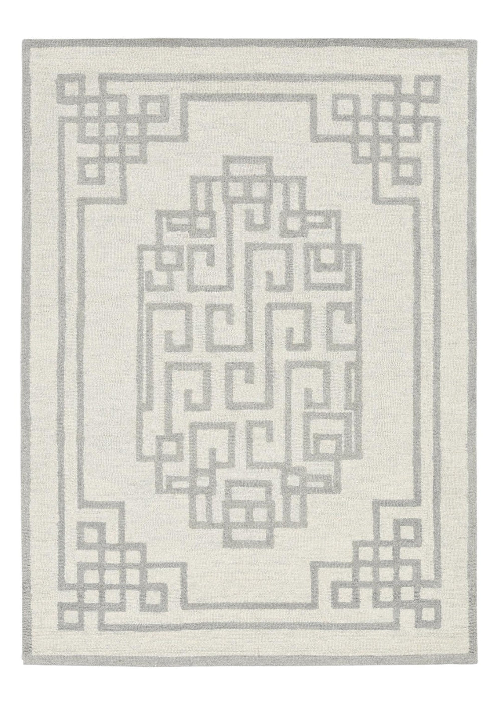 HomeRoots 9' Luxurious Ivory and Gray Wool Geometric Hand-Tufted Area Rug for Modern Living Spaces 9' X 12' 374676