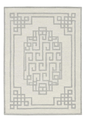 HomeRoots 9' Luxurious Ivory and Gray Wool Geometric Hand-Tufted Area Rug for Modern Living Spaces 9' X 12' 374676