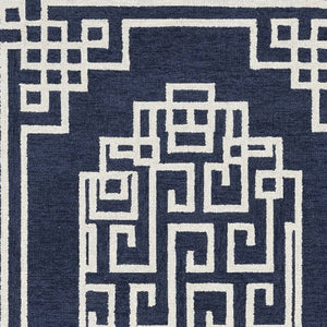 Homeroots 5' X 7' Navy Blue Ivory Hand Tufted Bordered Greek Key Indoor Area Rug  Wool 374679