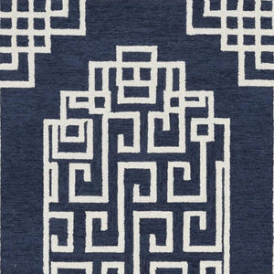 HomeRoots 3' Navy Blue and Ivory Wool Geometric Area Rug - Hand-Tufted Comfort for Modern Living Spaces 8' X 10' 374680