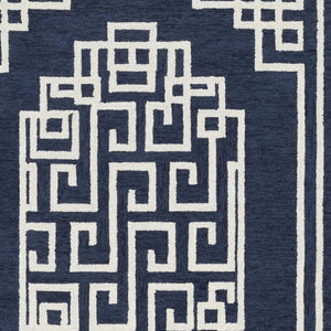 HomeRoots 9' Navy Blue and Ivory Wool Hand-Tufted Geometric Area Rug for Modern Elegance and Comfort 9' X 12' 374681