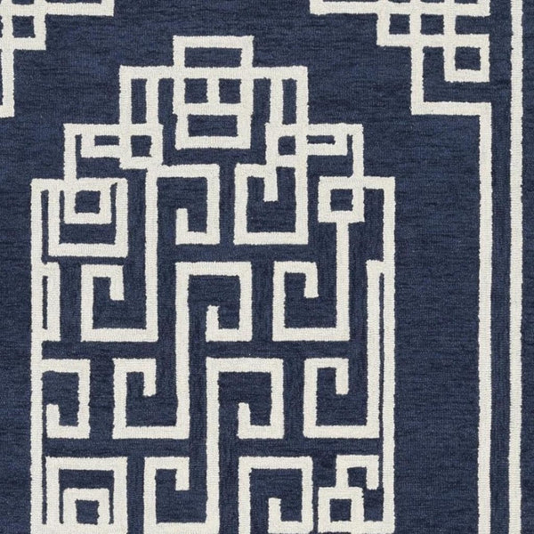 HomeRoots 9' Navy Blue and Ivory Wool Hand-Tufted Geometric Area Rug for Modern Elegance and Comfort 9' X 12' 374681