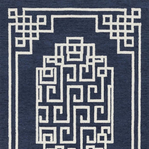 HomeRoots 9' Navy Blue and Ivory Wool Hand-Tufted Geometric Area Rug for Modern Elegance and Comfort 9' X 12' 374681