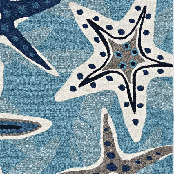 HomeRoots 8' Blue Abstract Geometric Indoor Outdoor Area Rug – Stylish, Durable, Easy Care for Any Space 8' Round 374685