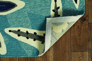 HomeRoots 8' Navy Blue and Aqua Starfish Hand-Tufted Area Rug - Coastal Charm, Durable, Stylish Décor Solution 8' X 10' 374686