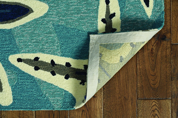 HomeRoots 8' Navy Blue and Aqua Starfish Hand-Tufted Area Rug - Coastal Charm, Durable, Stylish Décor Solution 8' X 10' 374686