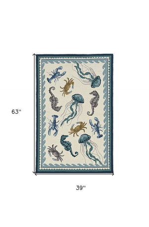 HomeRoots 3'' Ivory Abstract Handmade Area Rug - Elegant Indoor Outdoor Accent for Versatile Décor Spaces 3' x 5' 374688