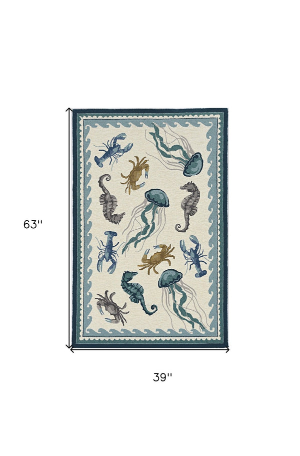 HomeRoots 3'' Ivory Abstract Handmade Area Rug - Elegant Indoor Outdoor Accent for Versatile Décor Spaces 3' x 5' 374688