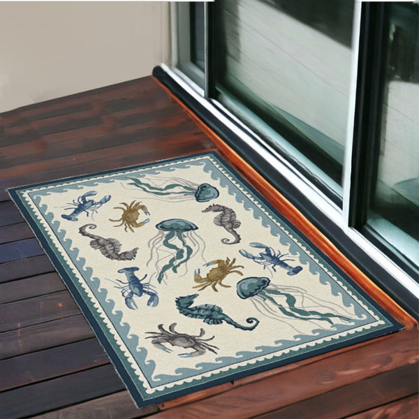 HomeRoots 3'' Ivory Abstract Handmade Area Rug - Elegant Indoor Outdoor Accent for Versatile Décor Spaces 3' x 5' 374688