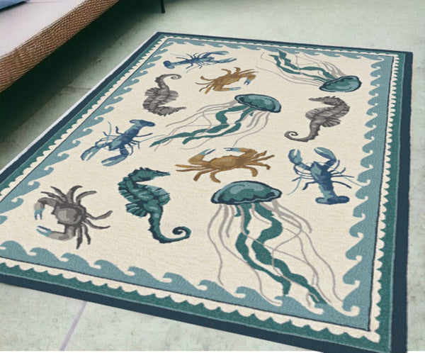 HomeRoots 3'' Ivory Abstract Handmade Area Rug - Elegant Indoor Outdoor Accent for Versatile Décor Spaces 5' x 8' 374689