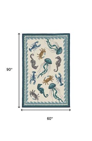 HomeRoots 3'' Ivory Abstract Handmade Area Rug - Elegant Indoor Outdoor Accent for Versatile Décor Spaces 5' x 8' 374689