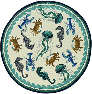 HomeRoots 8' Round Hand-Tufted Area Rug - UV-Protected, Durable, Easy-Care Design for Modern Living Spaces 374690