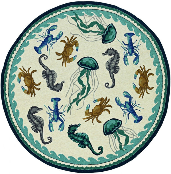 HomeRoots 8' Round Hand-Tufted Area Rug - UV-Protected, Durable, Easy-Care Design for Modern Living Spaces 374690